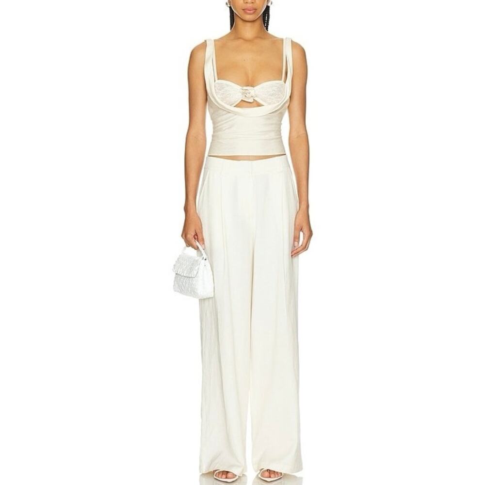 Lioness La Quinta Low Rise Linen Pants Ivory Size Large
